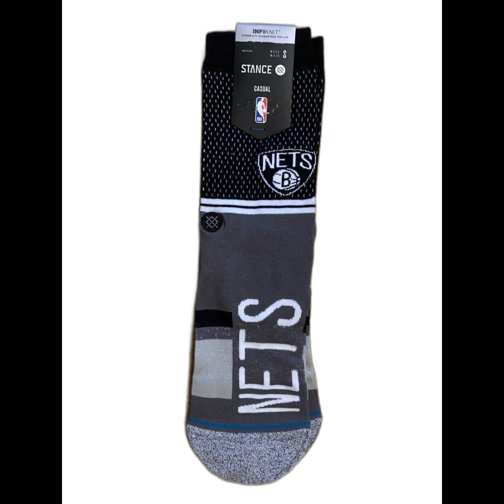 Stance Men Black Crew Cushion InfiKnit NBA Brooklyn Nets Shortcut 2 Sock S 3-5.5